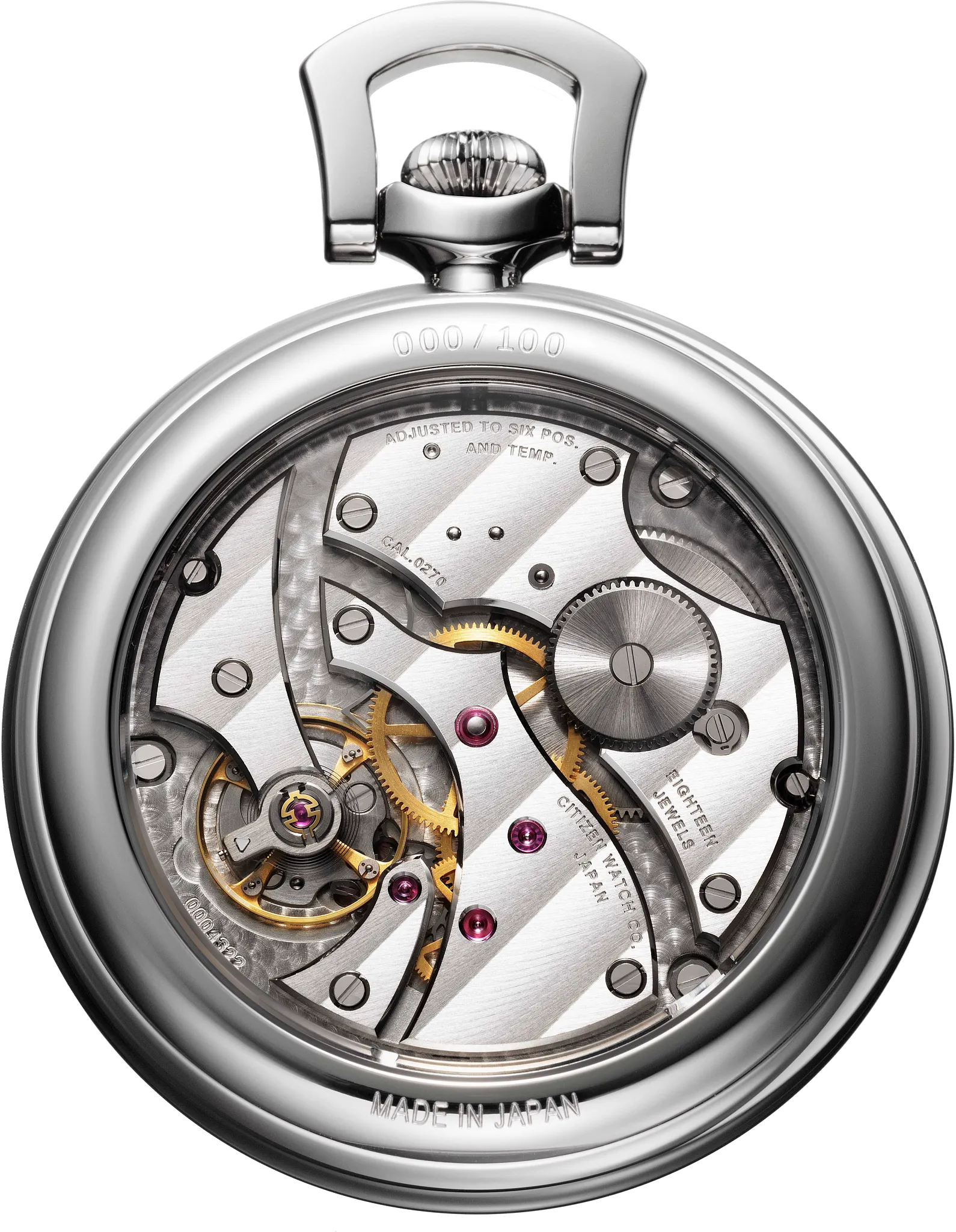 Pocket Watch Silver-Tone Dial Japanese Silk Braided Cord Strap